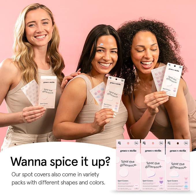 grace & stella Award Winning Pore Strip - Pimple Patches for Face - Heart Hydrocolloid Zit Stickers that Help Soothe & Conceal Breakouts - Cute Patches - Dermatologist-Tested, Vegan (Heart, 72 Count)