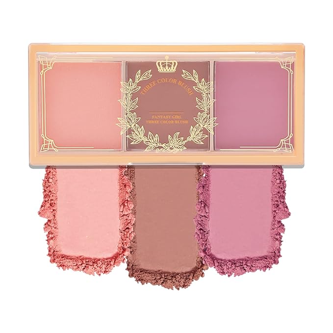 Boobeen 3 Color Blush Palette, Matte Pink Blusher, Smooth