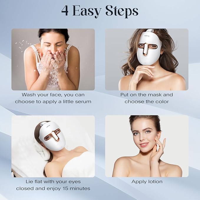 Red Light Therapy Mask for Face, Led Face Mask Light Therapy, 7 Colors LED Facial Skin Care at Home, Gold