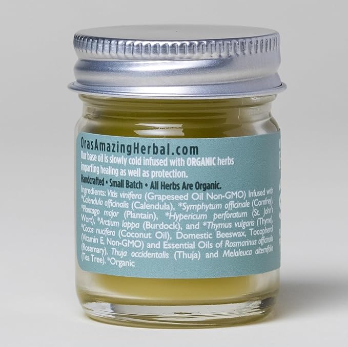 Ora's Amazing Herbal All Purpose Salve, Natural Healing Ointment, Tea Tree Balm, Comfrey Calendula Thyme Plantain, Hand Salve, Rash Cream, Dry Skin Repair, Itch Relief, 1 oz Glass Jar