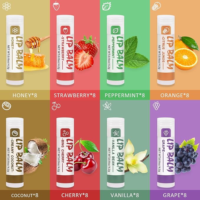 64 Pack Lip Balm, Natural Lip