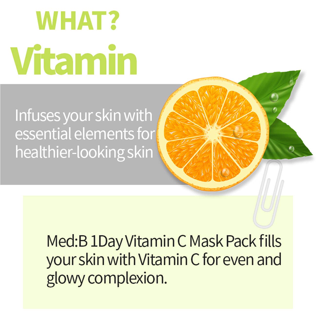 MEDB 1 Day Snail & Vitamin C Mask Pack - 10 Sheet Set, Daily Facial Sheet Masks with Hyaluronic Acid, for Hydrating, Brightening & Even Glowy Complexion, Korean Skincare