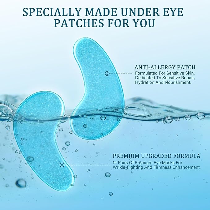 Under Eye Patches Masks - for Fine Lines with Collagen and Hyaluronic Acid, Dark Circles,and Fade Wrinkles, puffiness Smoothing Skin Care Treatment for Women and Men, (30 Pcs) white