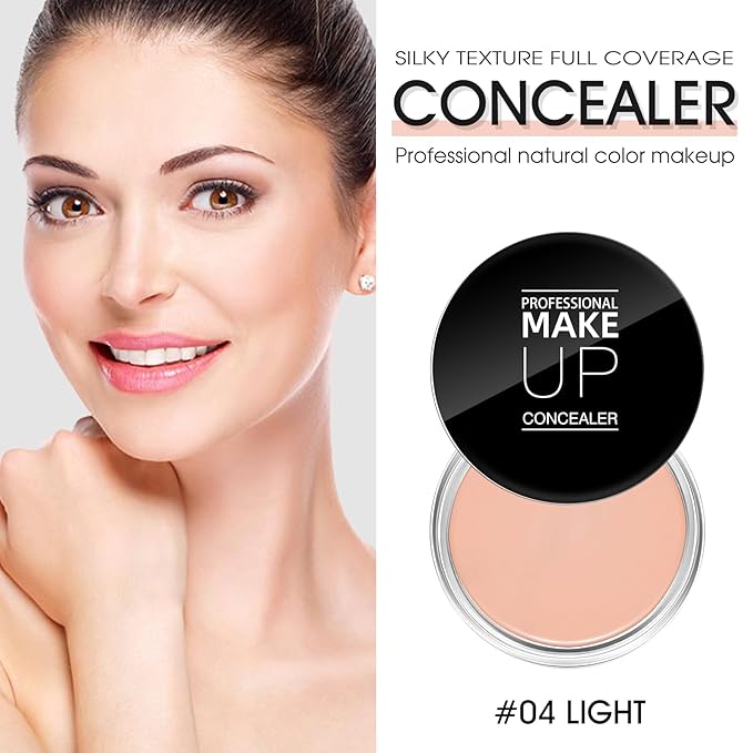 Cream Concealer Full Coverage Makeup, Matte Color Correcting (#04 LIGHT)