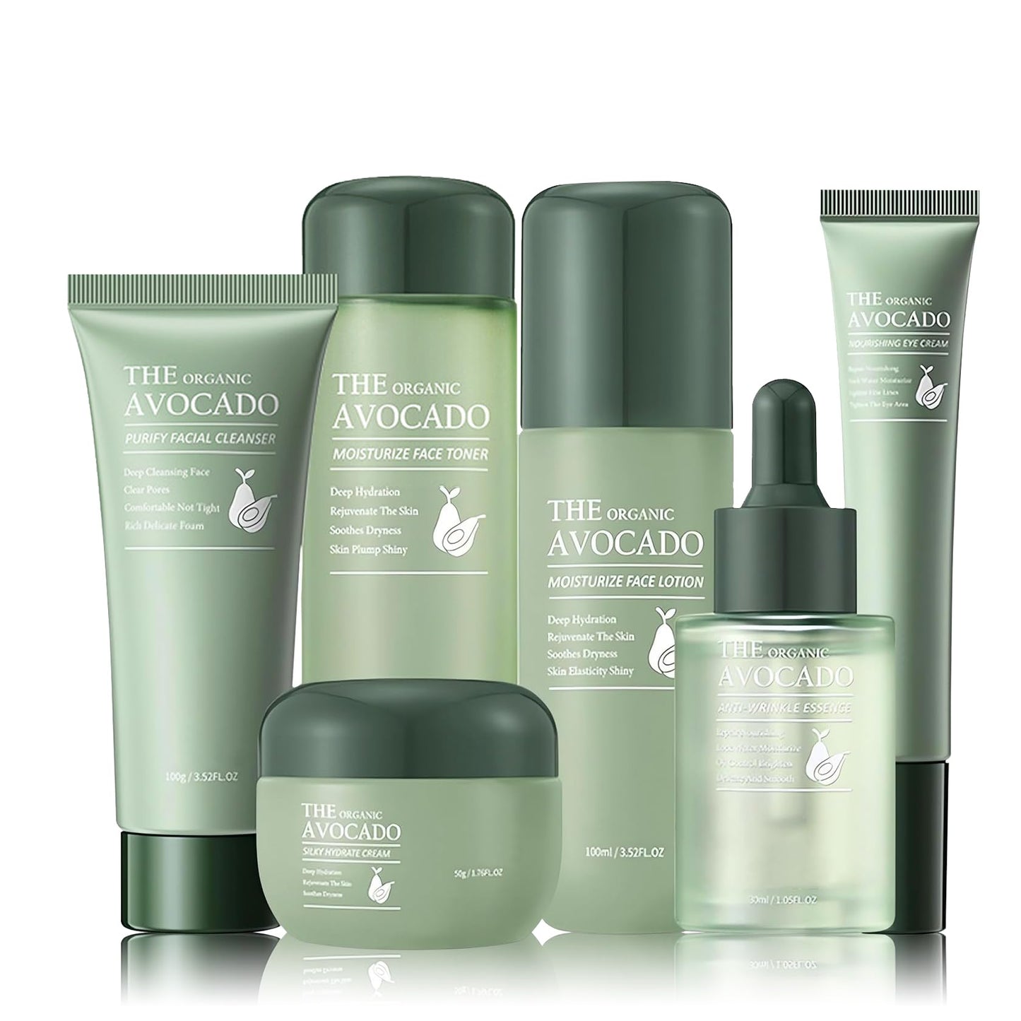 XINGXYUEL Avocado Skincare Set for Teen Girls Hydration Facial Skincare Gift Set with Cleanser,Toner,Lotion,Face Serum,Eye Cream,Face Cream,Anti-Aging Skin Care Set for Women