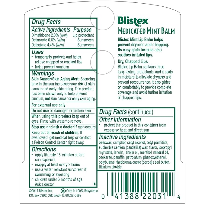 Blistex Medicated Mint Balm SPF 15 oz