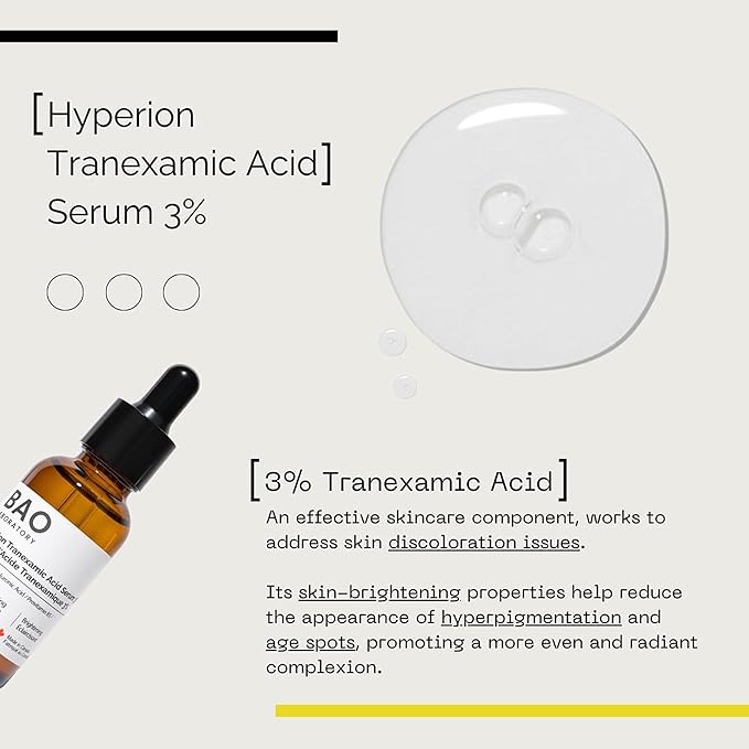 3% Tranexamic Acid Serum with Provitamin B5/Hyaluronic Acid – Soothing Hydrating & Radiant Skin Formula - 30ml