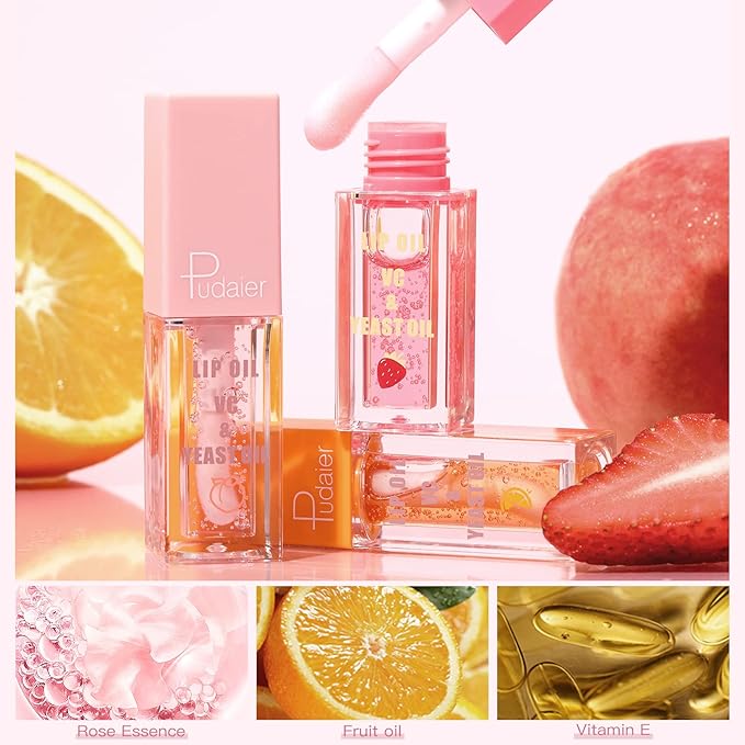 Pudaier Hydrating Lip Oil, Fruit Extract Lip Oil Hydrating