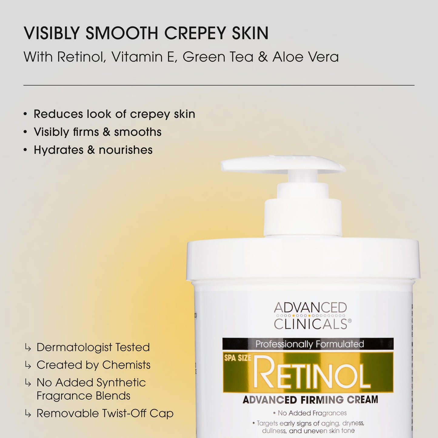 Advanced Clinicals Retinol Cream + Collagen Peptides Body Moisturizer & Face Lotion 2PC Skin Care Set | Dry Skin Body Lotion For Women & Men To Help Improve Appearance Of Crepey Skin, 2PC Bundle