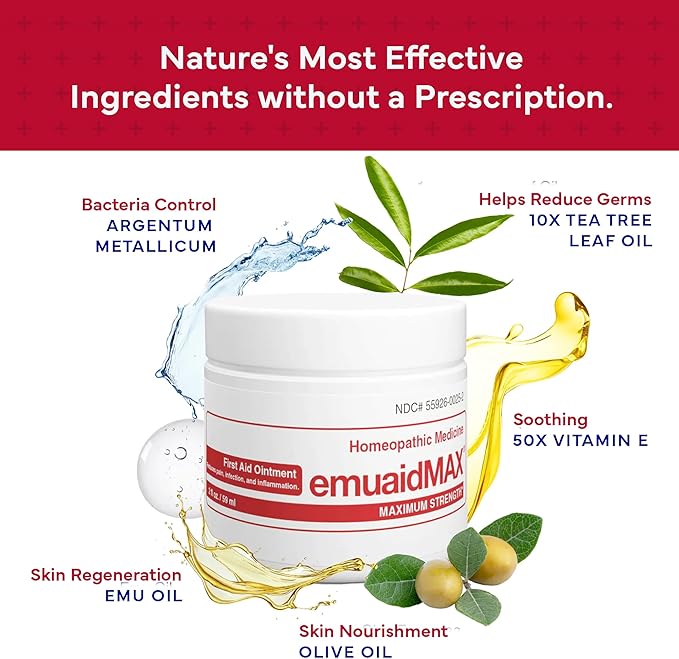 emuaid EMUAIDMAX Eczema Ointment, Maximum Strength Soothing Relief for Eczema, Psoriasis, Athlete’s Foot, Jock Itch, Rashes, Itchy, Dry, Irritated Skin and Minor Skin Irritations, 16oz