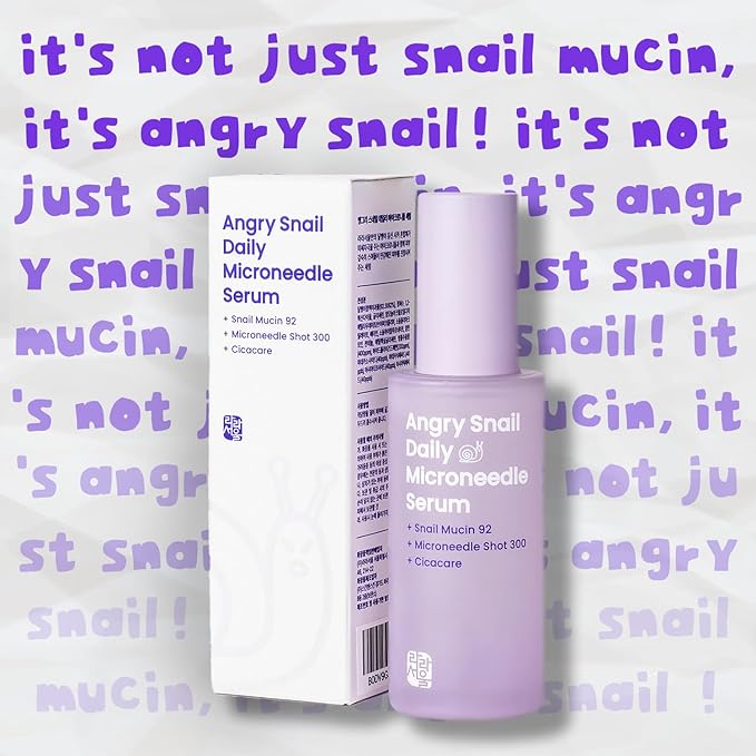 Angry Snail Mucin Serum 92%, Microneedling Shot 300, Cica care, 1.69 fl oz, 50ml, Hydrating serum