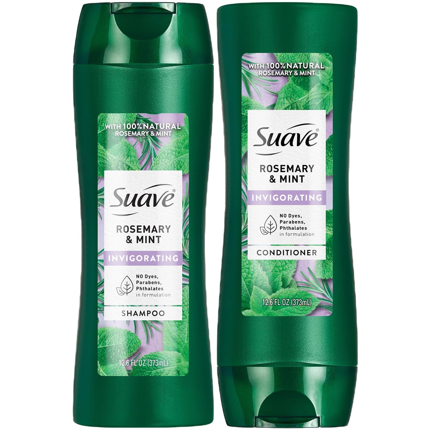 Suave Shampoo and Conditioner Set, Rosemary & Mint - Invigorating Rosemary Mint Clarifying Shampoo & Conditioner, Hair Strengthening, Scented, 12.6 Oz Ea (2 Piece Set)