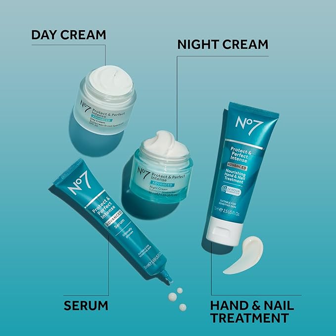 No7 Protect & Perfect Intense Advanced Nourishing Hand and Nail Cream - Anti Aging Hand Cream with Vitamin B5 - Contains Matrixyl 3000+ Collagen Peptide Anti Wrinkle Technology (75 ml)