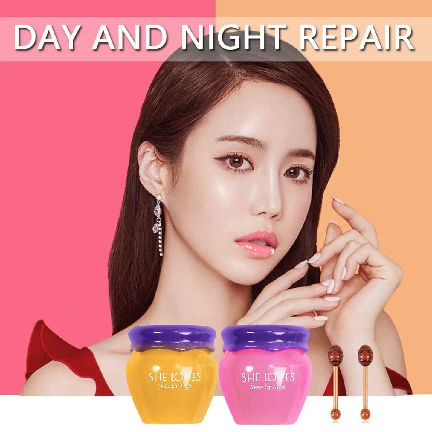 2PCS Honey&Sakura Lip Balm Pot,Day and Night Repair Lip Sleeping Masks Honey Lip Balm,Anti-wrinkle Remove Dead Skin Lip Mask,Fade Lip Lines,Treatment to Restore, Hydrate & Plump Dry,Chapped Lips