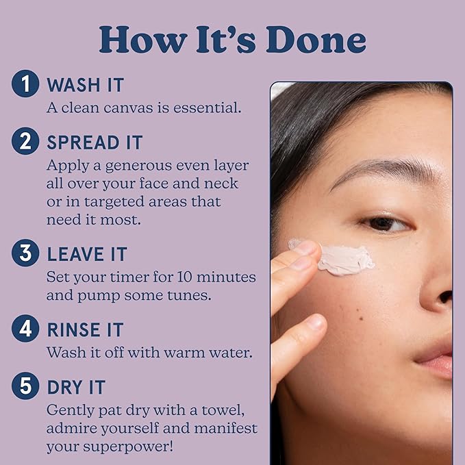 Blume Superpower Clay Mask - Detoxifying Pore Mask to Help Brighten & Balance Complexion - Clarifying Facial Mask with Bentonite & Kaolin Clay to Help Tone & Firm Skin (75g)