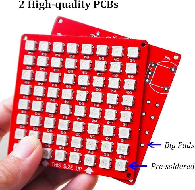 DIY Music Spectrum Soldering Project Kit, Music Active Pickups with Cool Animation and Pixel Arts for Fun，8x8 RGB Display, Great STEAM Project Kit and Gift for Friends and Family