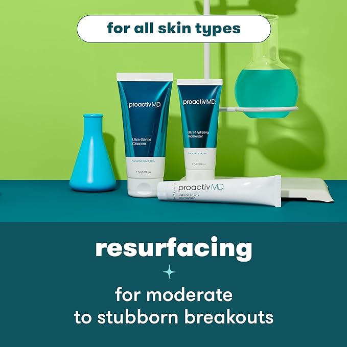 ProactivMD Adapalene Gel Acne Kit - with Adapalene Gel Acne Treatment, Green Tea Face Cleanser, and Moisturizer with Hyaluronic Acid- 90 Day Kit