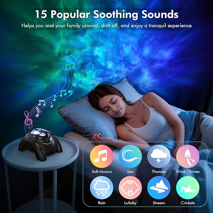 Rossetta Galaxy Projector, Star Projector for Bedroom with Bluetooth Speaker & White Noise, Remote, Timer, Night Light for Kids Room Decor, Party, Birthday & Christmas Gifts for Adults Teen Girls Boys
