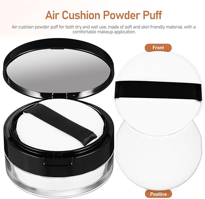 Beaupretty 2 Pieces Loose Powder Container with Puff 0.7 oz