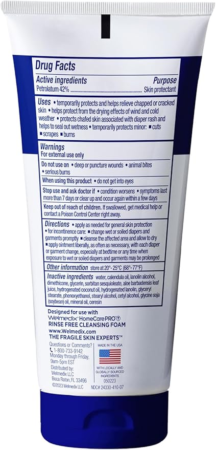 Fragile Skin Protective Ointment Hospital Grade Healing Ointment, Barrier Cream & Skin Protectant w/Calendula for Treatment of Eczema, Psoriasis, Dermatitis, Bed Sores, Chafing (5oz Tube)