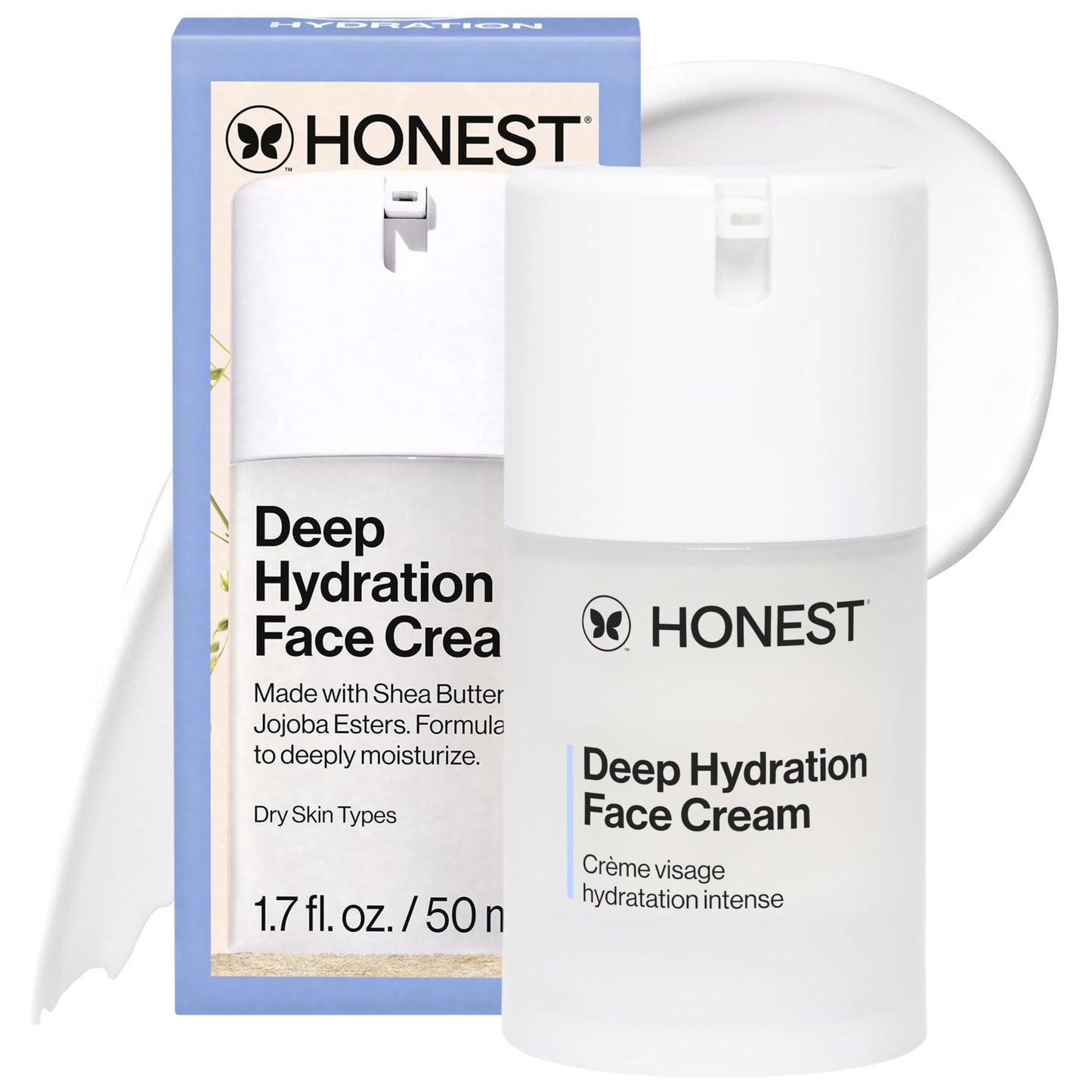 Honest Beauty Deep Hydration Face Cream for Dry Skin | Hydrates + Supports Natural Moisture Barrier | Hypoallergenic + Gentle for Sensitive Skin | 1.7 fl oz