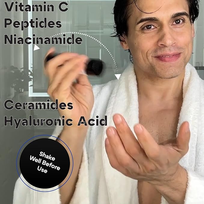 Titan Anti-Aging Peptides Serum for Face - High Potency Mens Peptide Serum Moisturizer - Mens Skin Care - Men, Dark Spots, Wrinkles, Fine Lines - Peptides, 5% Niacinamide, HA - Unscented