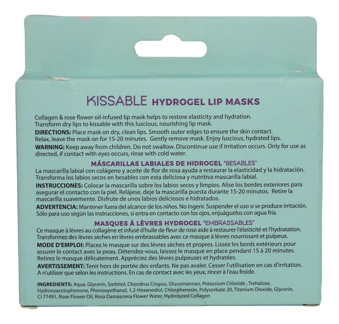 Cala Hydrating and Nourishing Kissable Hydrogel Lip Masks with Collagen and Rose Flower Extract 5 pcs