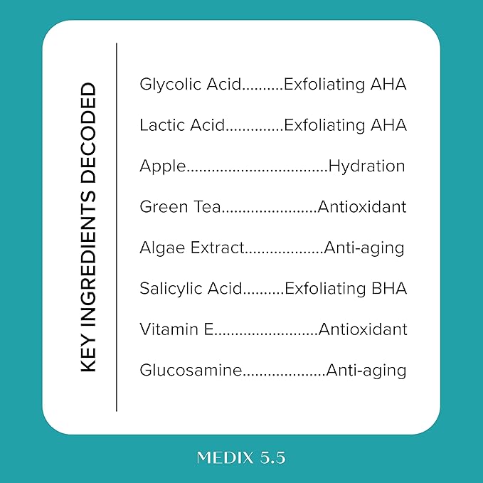 Medix 5.5 20% Glycolic Acid Booster + Exfoliating Body Wash Cleanser Skin Care 2 Piece Set | AHA Exfoliant Cleanser+ Body Serum Both Refine+ Soften Dead Dry Skin, Bumps, Wrinkles & Fine Lines, Bundle