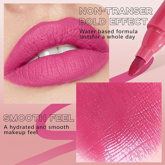 Lip Stain Marker,Nude Pink Lip Tint Stain Pen Liner,Hydrating