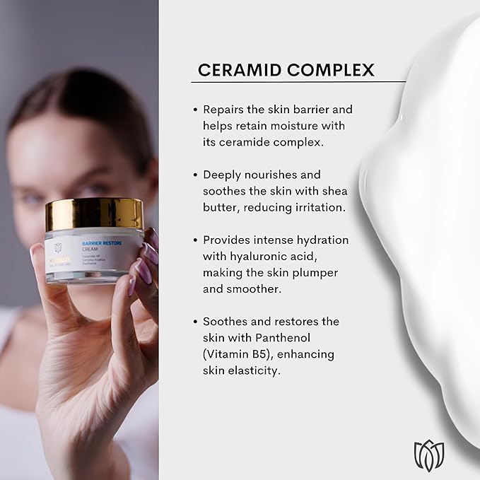 Barrier Restore Cream with Ceramides, Centella Asiatica & Panthenol - Hydrating & Moisturizing Cream for Dry, Sensitive Skin, Barrier Repair, Soothing Anti-Irritation Formula- 50ml