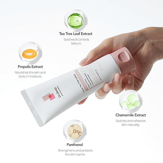 Dr.Deep Acpa Tea Tree Lotion - Lightweight & Non-Greasy Facial Moisturizer for Acne-Prone, Oily, & Sensitive Skin, Non-Comedogenic Formula with Tea Tree Extract - 4.05 fl. oz / 120ml