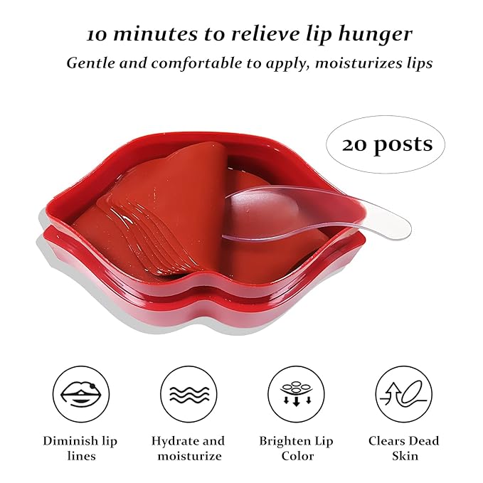 20Pcs Lip Mask, Red Cherry Lip