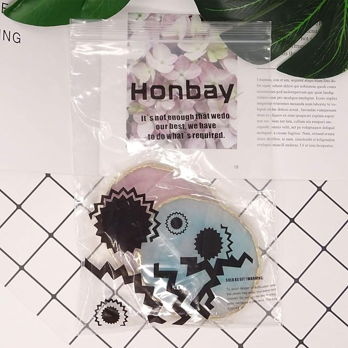 Honbay 2PCS Golden Edge Resin Nail Art Palettes