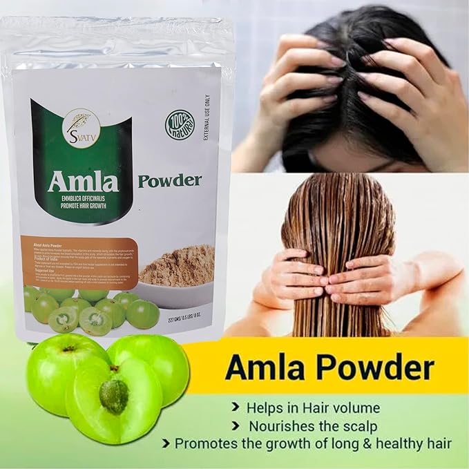 SVATV Amla Powder, Emblica Officinalis, Amalaki, Indian Gooseberry, Long Hairs 227g