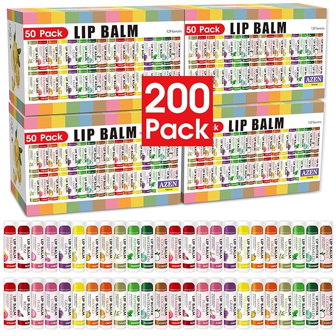 AZEN 200 Pack Lip Balm, Natural