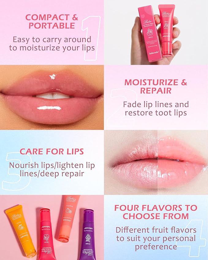 Hydrating Lip Glowy Balm, Ultra-Nourishing Lip Balm-01#Peach