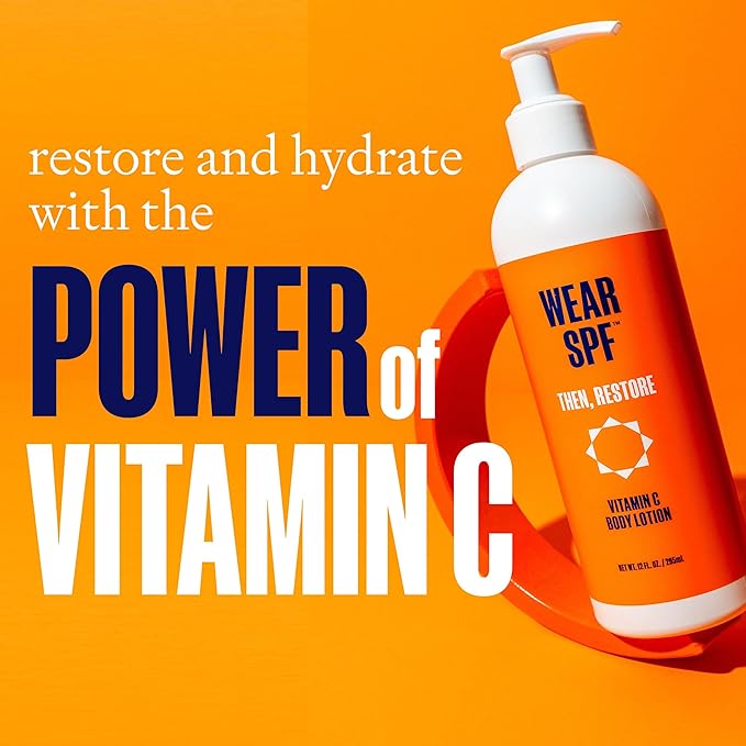 Vitamin C Body Lotion Skin Restorative Exfoliation Treatment with Lactic Acid and Urea Moisturizes and Hydrates Skin, 2-pack