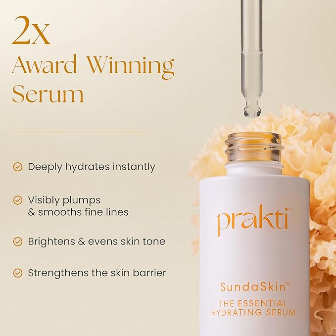 Prakti SundaSkin Essential Hydrating Serum, Firms, Smooths & Evens Skin Tone with Niacinamide & Hyaluronic Acid, 1 fl oz