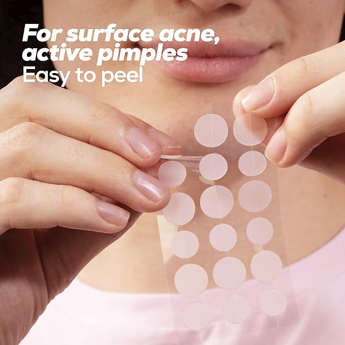 HANHOO Blemish Patch, 432 count, 12 pk, includes hydrocolloid pimple patches that shrink pimples, absorb fluid, and protect from finger-picking and dirt. Invisible acne spot patches for clear skin.