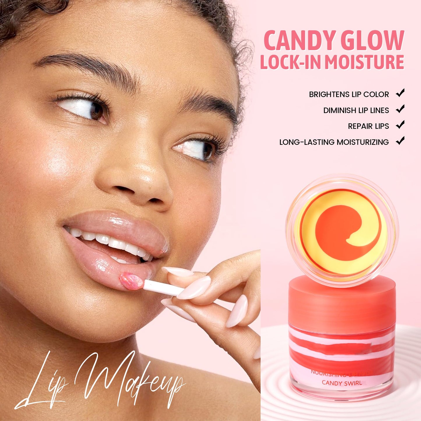 Easilydays Lip Plumper Nourishing Flavor Lip Mask, Candy Swirl Nourishing Balm Hydrating, Firming, Soft, Smooth Moisturizing For Women Lip Lines, Dry Lips, Overnight Lip Sleeping Mask, Vegan, 03#Mint