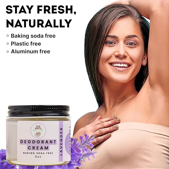 ECO ROOTS Natural Deodorant for Women & Men | Organic Deodorant Cream Non Aluminum | Baking Soda Free Healthy Deoderant for Body & Private Parts | All Vegan Pit Paste Zero Sweat |Lavender Scent