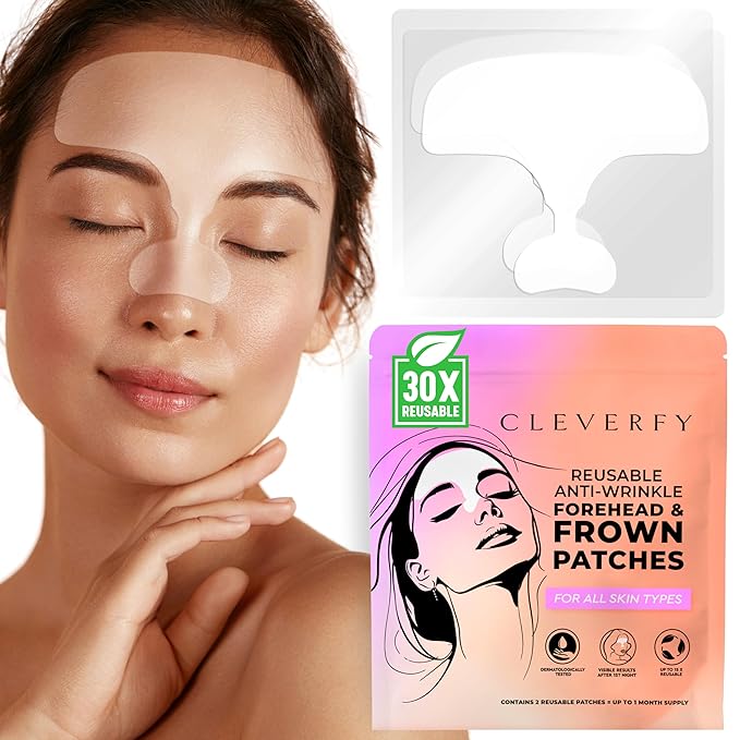 CLEVERFY Silicone Forehead Wrinkle Patches - Pack of 2 Reusable Silicone Patches for Face Wrinkles