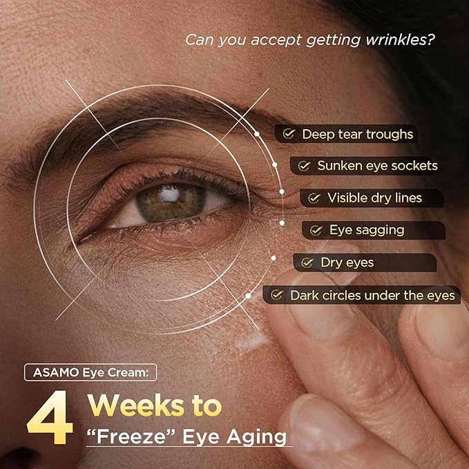 ASAMO Retinol Eye Cream – Retinol and Peptides for Fine Lines, Puffiness, and Under-Eye Shadows, Anti Aging, Eye Care Daily Wrinkle Cream,1.06 fl.oz