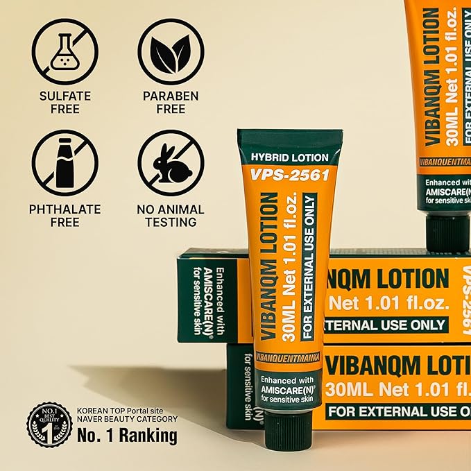 VIBANQUENTMANKA Lotion – Korean Moisturizer for Acne-Prone Skin, Barrier & Wrinkle Care with PDRN, Centella Asiatica & Salmon Extract, 30 mL / 1.01 fl. oz.
