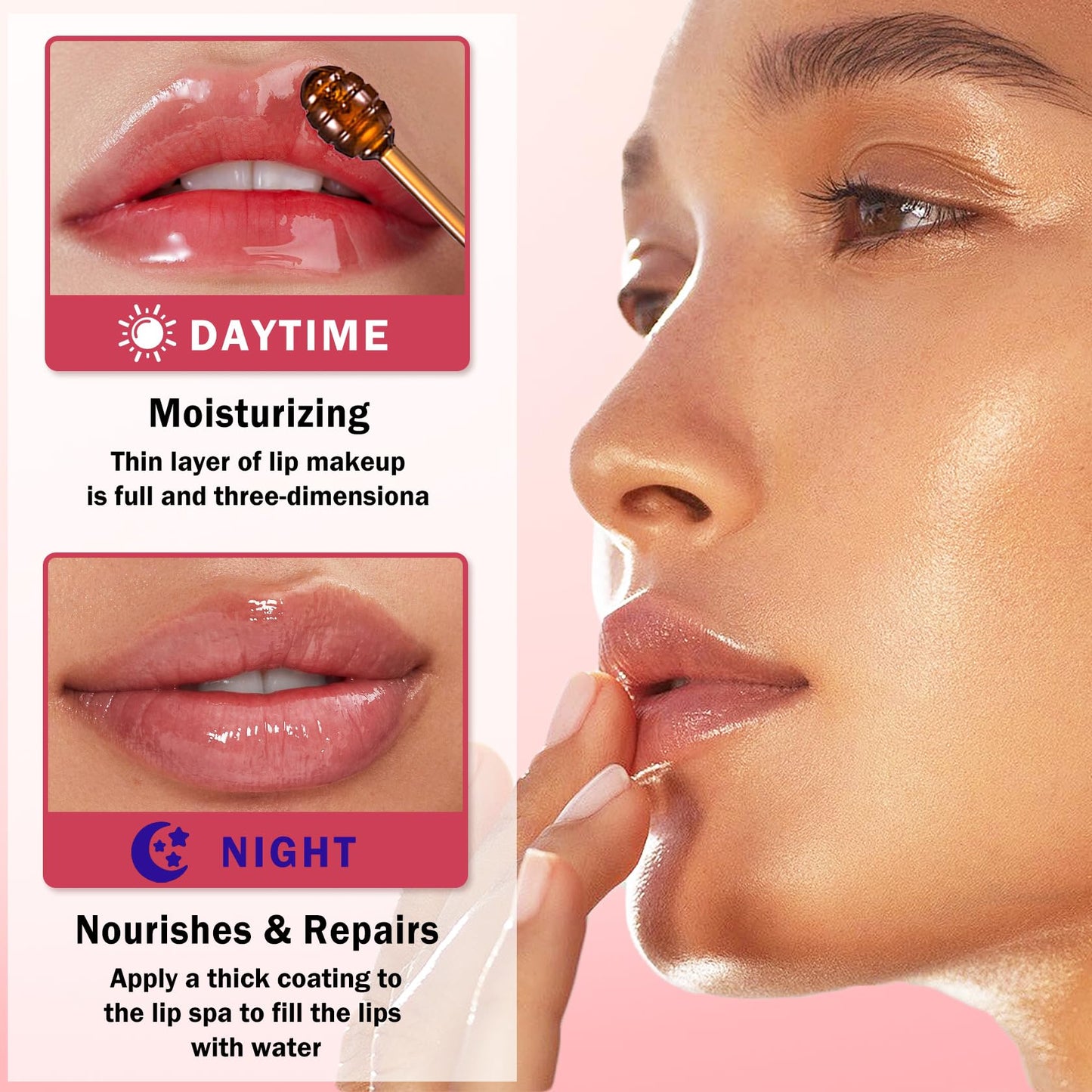 AOAZXBB 4 PCS Bee Lip Balm Honey Pot Honey Lip Balm,Honey Strawberry Watermelon Apple Lip Mask,Sleeping Lip Mask Reduces Lip Lines,Hydrating Exfoliating Lip Balm