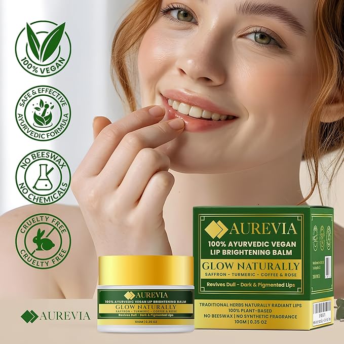 Vegan Ayurvedic Lip Balm – Lightens Dark Lips & Brightens Tones – Deeply Hydrating & Moisturizing for Dry, Chapped Lips – Plant-Based