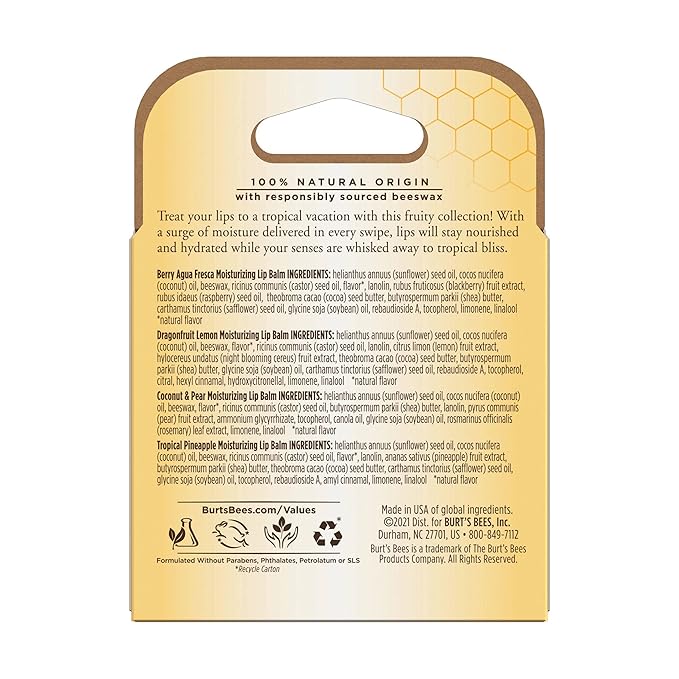 Burts Bees Tropical Assortment Lip Balm,