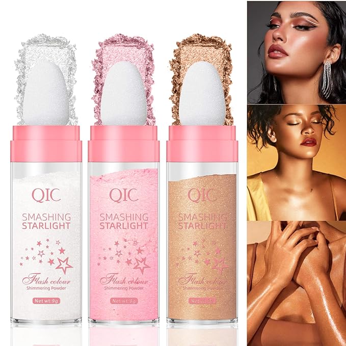 3 Colors Polvo De Hadas Highlighter Powder Stick Body Glow