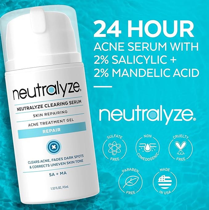 Acne Treatment Gel with 2% Mandelic Acid & 2% Salicylic Acid - Severe Acne Serum, Scar & Spot Treatment for Face (90 Day)