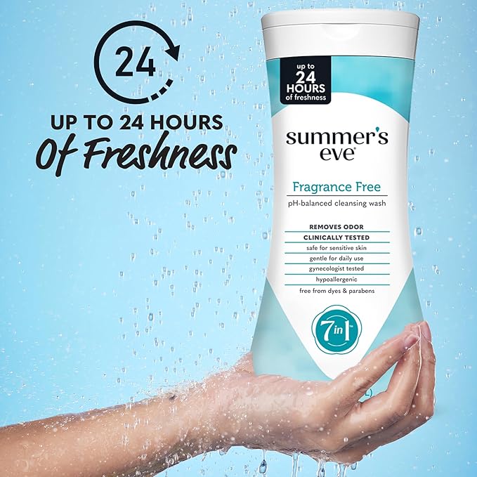 Summer's Eve Fragrance Free Gentle Daily All Over Feminine Body Wash, Removes Odor, Feminine Wash pH Balanced, 15 fl oz, 3 Pack